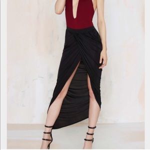 NWOT Nastygal black lioness overwrap skirt XS